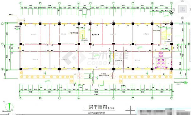 四层中学教学楼建筑全套毕业设计（含计算书和计算表格、施组、建筑、结构图）-图二