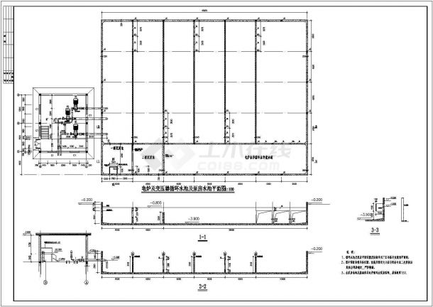 某镍场水淬二级沉淀循环水池及泵房施工图-图二