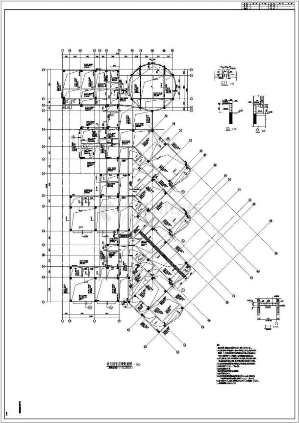 某地三层框架结构幼儿园结构设计施工图-图一