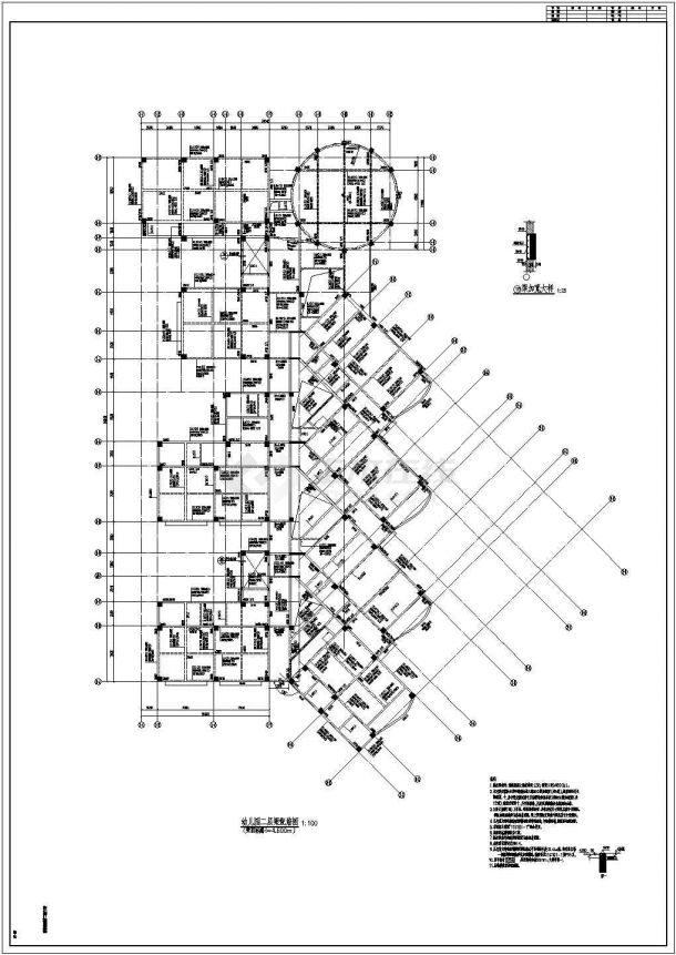 某地三层框架结构幼儿园结构设计施工图-图二