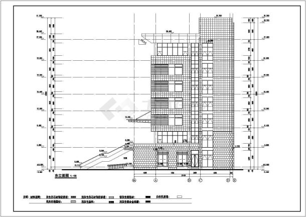 某地7层框架结构行政办公楼建筑设计施工图图纸-图一