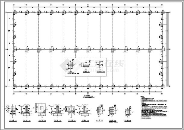 48米跨门式刚架结构原料库结构cad施工图-图二