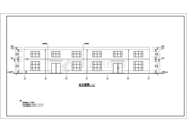 某框架结构厂房车间双T板屋盖建筑结构cad设计施工图-图一