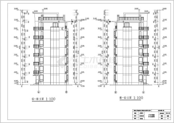 六层小高层住宅楼建筑cad设计施工图（毕业设计）-图二