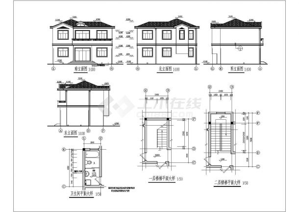 某地2层砖混结构新农村别墅建筑设计施工图纸-图一