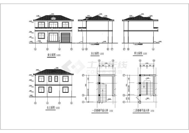 某地2层砖混结构新农村别墅建筑设计施工图纸-图二