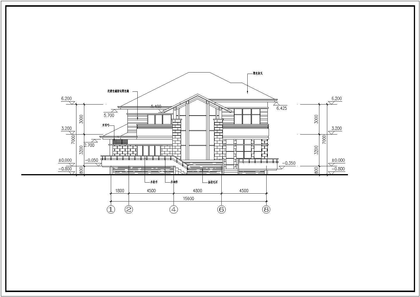 二层中空小洋楼别墅建筑方案设计图（含效果图）