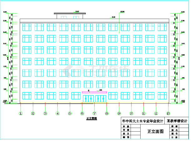 七层框架填充墙教学楼优秀含建筑结构施工图-图一