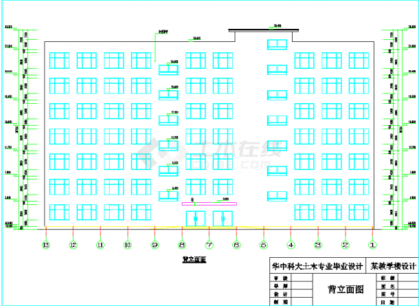 七层框架填充墙教学楼优秀含建筑结构施工图-图二