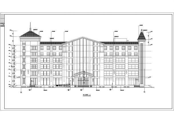 内蒙古6层框架结构特色酒店建筑设计施工图-图一