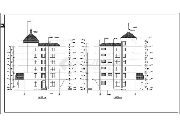 内蒙古6层框架结构特色酒店建筑设计施工图-图二