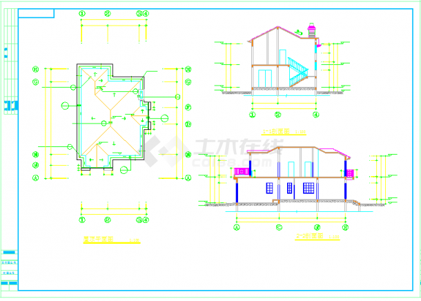 某地学校礼堂建筑结构设计施工图纸-图二
