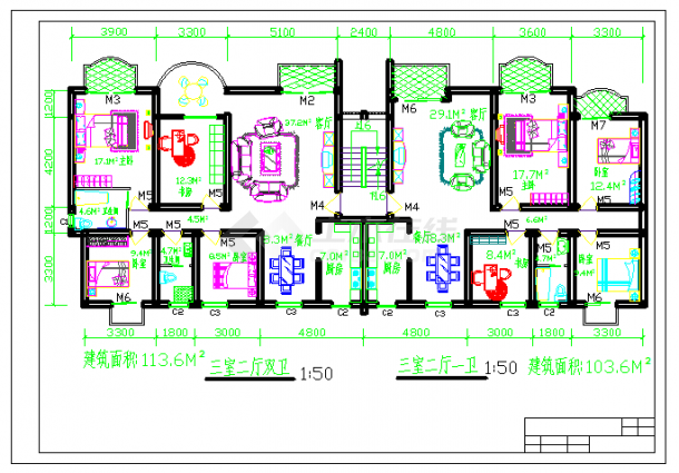 云南某三层住宅楼建筑设计扩初设计图纸-图二