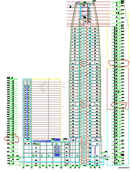 四十层超高层办公楼建筑施工图（节点大样）-图一