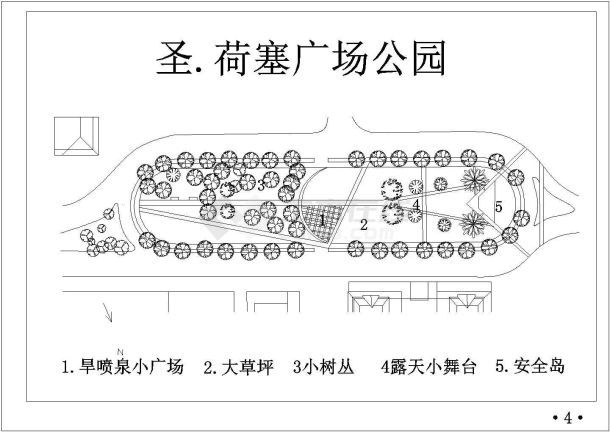 西方广场公园现代园林设计施工CAD图纸集-图二