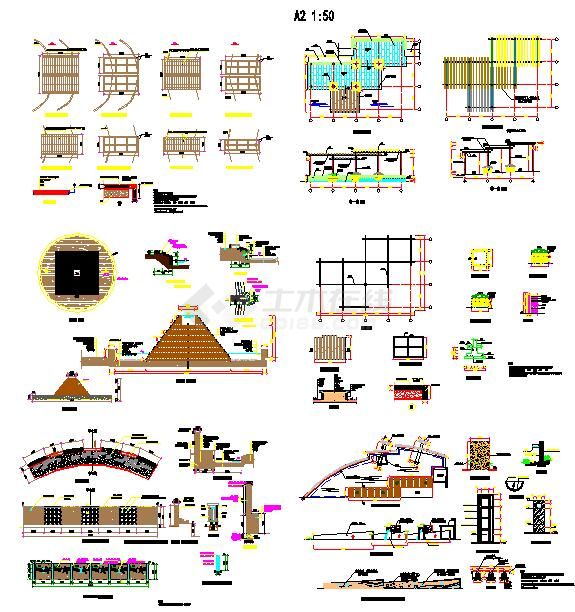 部分经典园林景观施工设计cad图纸-图一