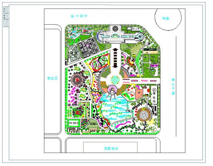 某公园景观规划设计cad施工平面布置图纸_图1
