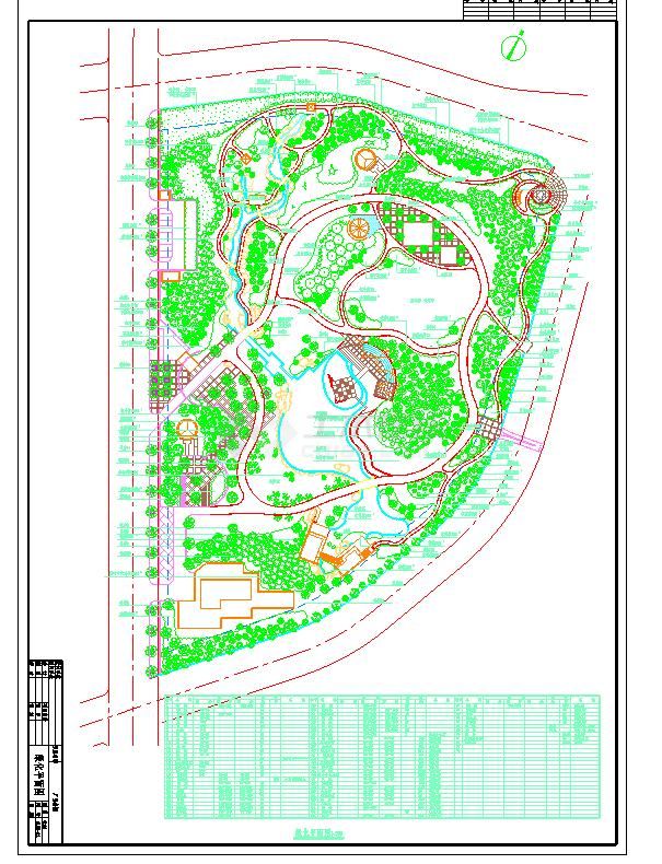 某公园景观绿化施工设计cad平面布置图-图一