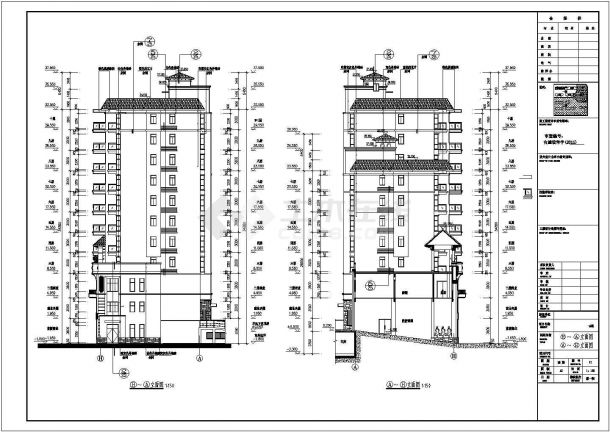 某小区框架结构商住楼建筑设计施工图-图二