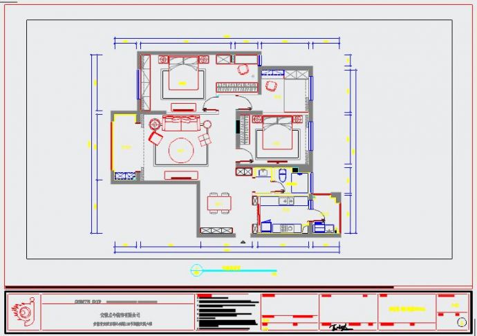 简欧风格两室两厅全套家装设计cad施工图（含效果图）_图1