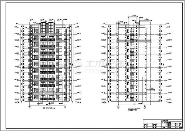 湖北省某11层高层住宅楼建筑设计施工图CAD-图一