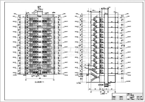 湖北省某11层高层住宅楼建筑设计施工图CAD-图二