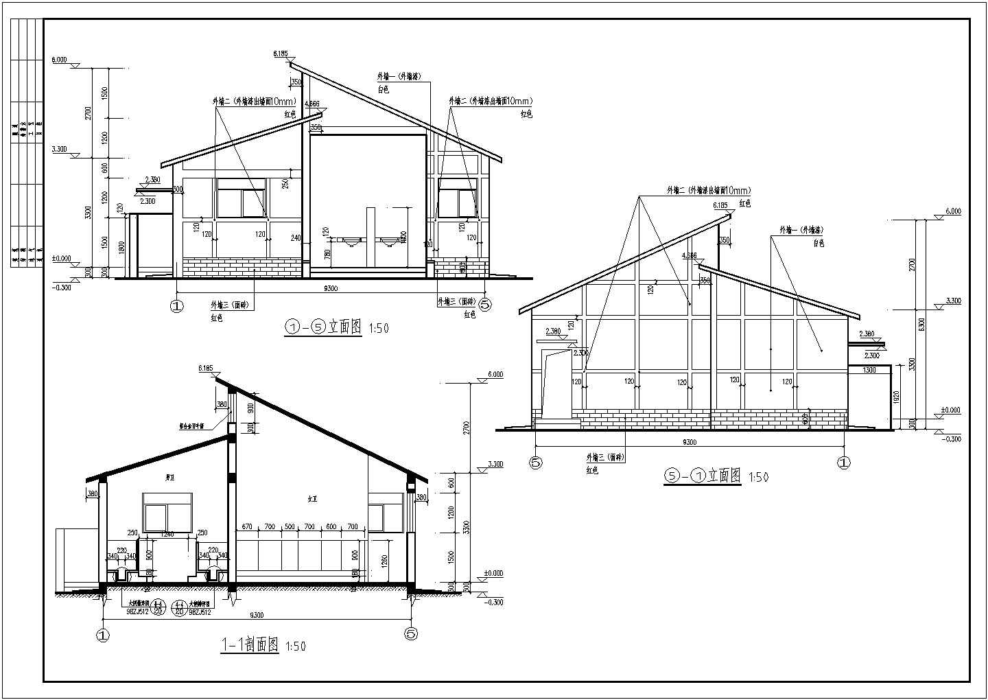 某地单层砌体结构公共卫生间建筑设计方案图