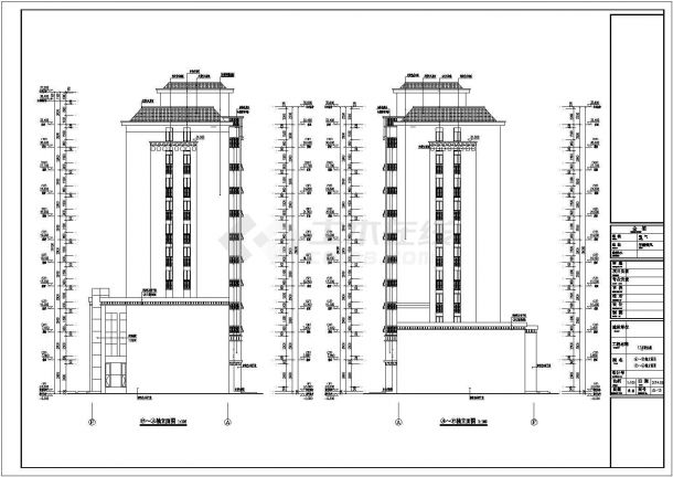 宁夏省某11层高层住宅楼建筑设计施工图CAD-图二