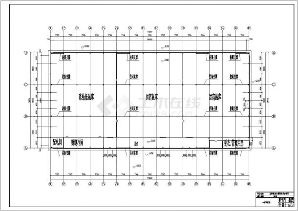 河南省孟津县单层轻钢排架结构冷库建筑设计施工图-图一
