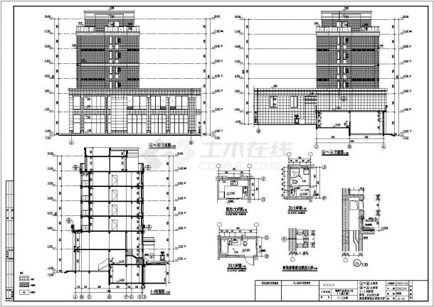 浙江省某6+1层多层住宅楼建筑设计施工图CAD-图二