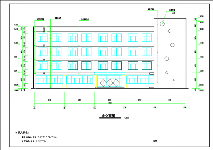 地上4层局部5层小学框架结构多层教学楼建筑cad设计施工图（含教学楼结构施工图、楼梯设计）_图1