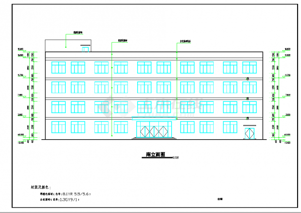 地上4层局部5层小学框架结构多层教学楼建筑cad设计施工图（含教学楼结构施工图、楼梯设计）-图二
