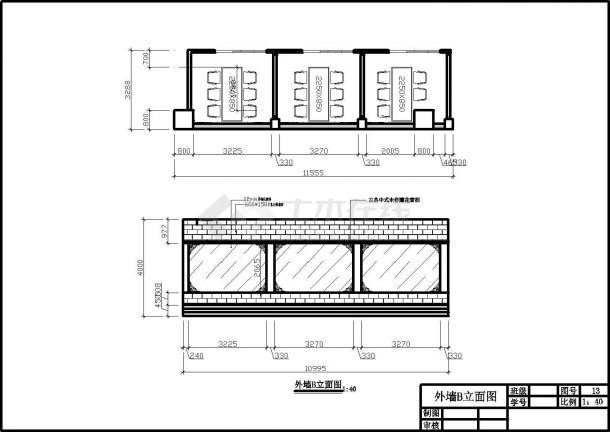 [学生作业]餐厅装修设计方案CAD图-图二