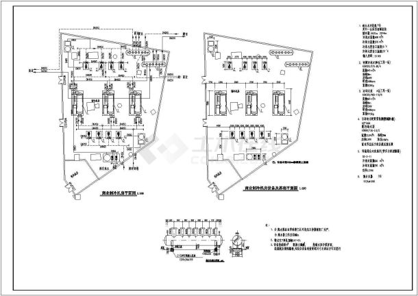 某商业广场两个离心水冷机组机房及两个燃气热水锅炉房设计图-图二