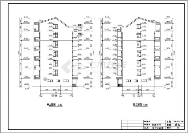 某小区6层框架结构住宅建筑设计施工图-图二