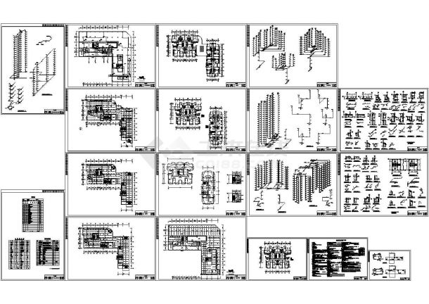 某地长64米 宽28米 -1+23层偏L型单身公寓楼给排水设计CAD图-图一