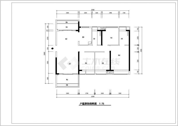 110m2现代中式四室两厅双卫装修施工图-图一