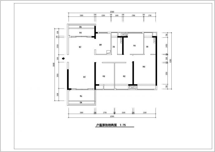 110m2现代中式四室两厅双卫装修施工图_图1