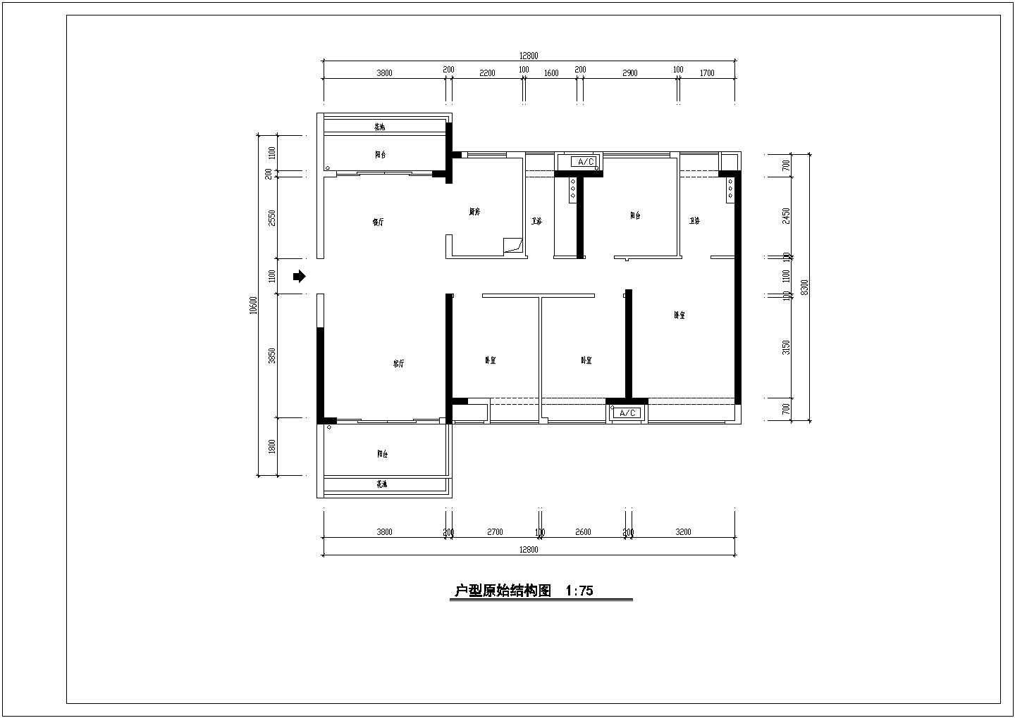 110m2现代中式四室两厅双卫装修施工图