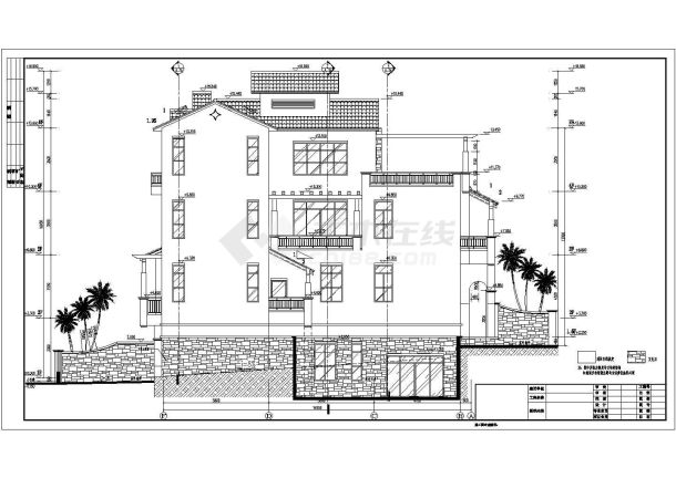 某地四层框架结构联排别墅建筑施工图-图二