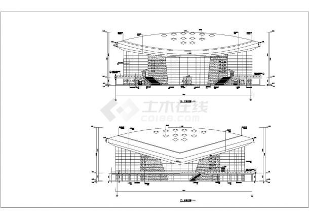 某市三层框架结构体育馆建筑设计施工图纸-图二