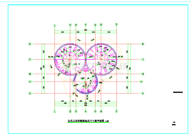 风景区圆形茅草屋顶公厕建筑设计施工图-图二