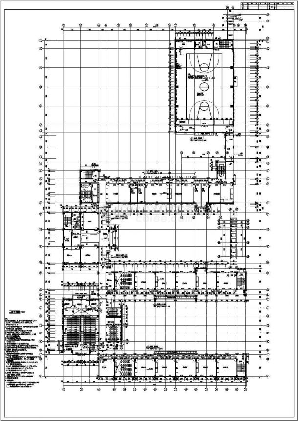 某中学四层教学楼全套建筑结构施工图纸-图二