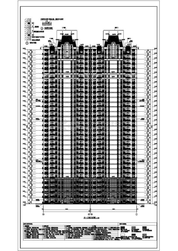 某32层高层住宅楼建筑cad设计图纸-图二