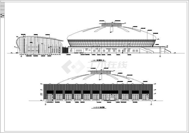 某学院体育馆建结水电暖通施工图全套-图一