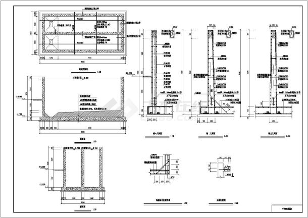 某化工废水处理厂内钢筋混凝土水池全套结构施工图-图一