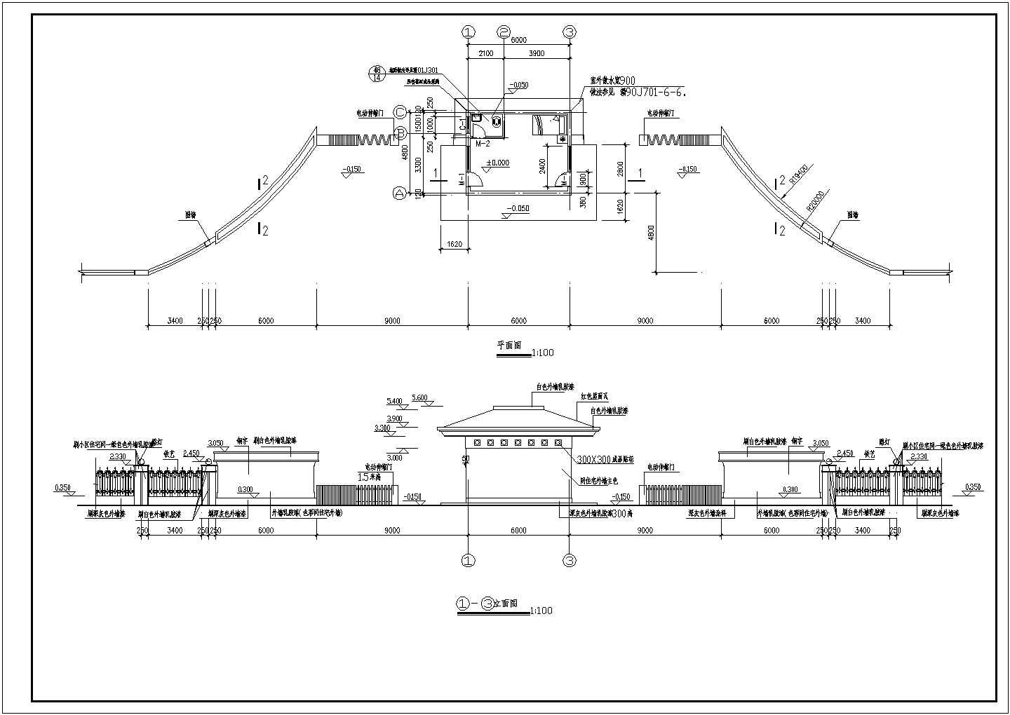 某地医院大门入口建筑设计CAD施工图