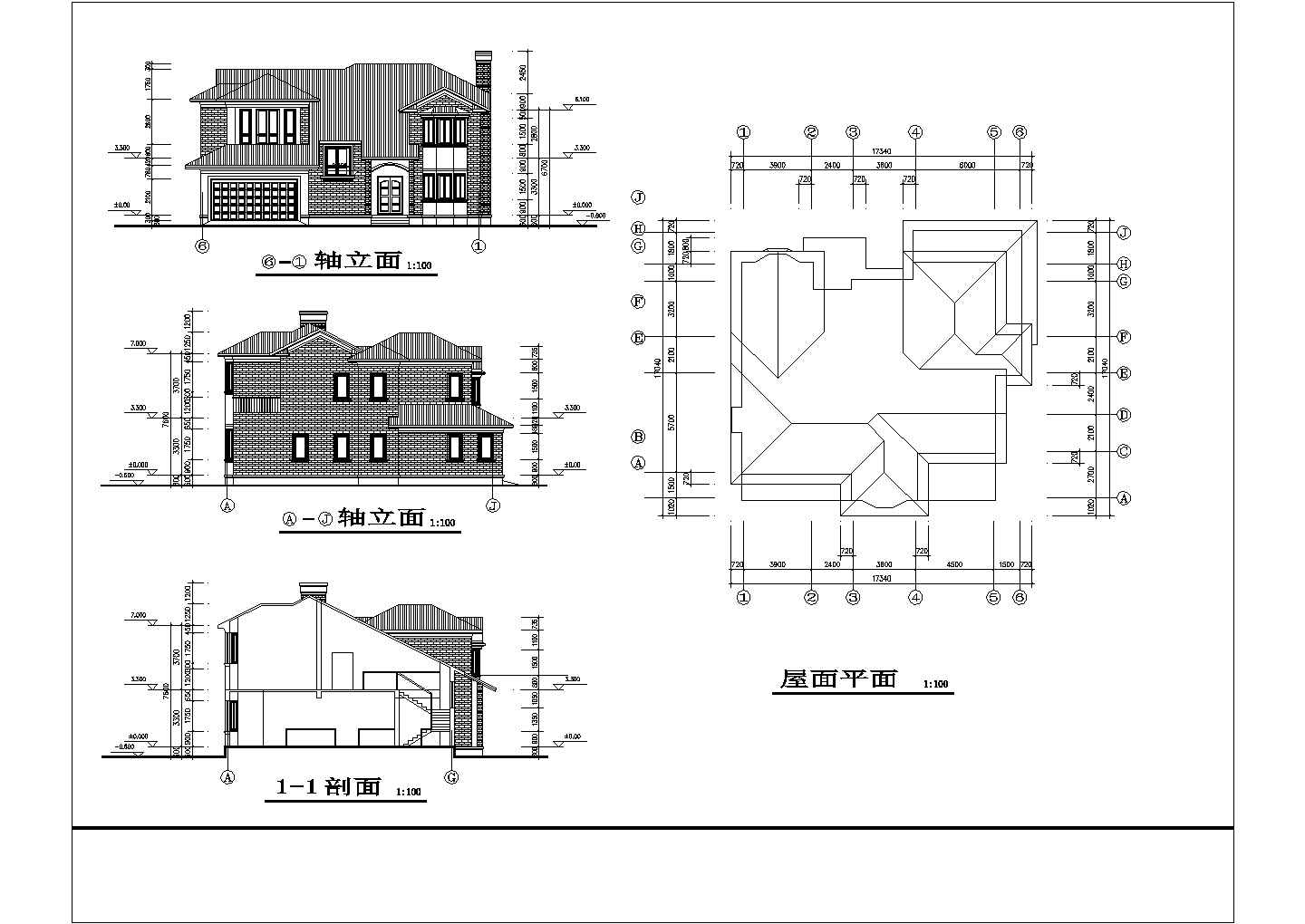 三栋别墅策划CAD全套参考图