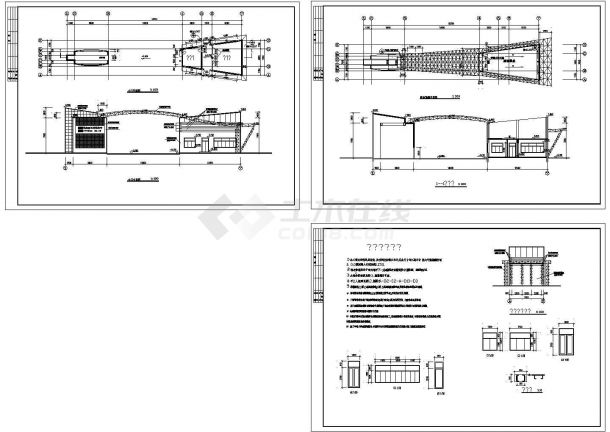 厂区大门设计建筑结构CAD施工图-图一