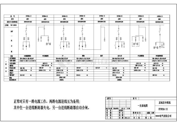 某中医医院高压中置柜电气设计cad详图-图一